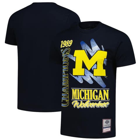 Men's Mitchell & Ness  Navy Michigan Wolverines Retro Brush Mineral Wash T-Shirt