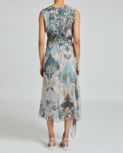 Santorelli Velia Faux Wrap Dress In Indigo Multi