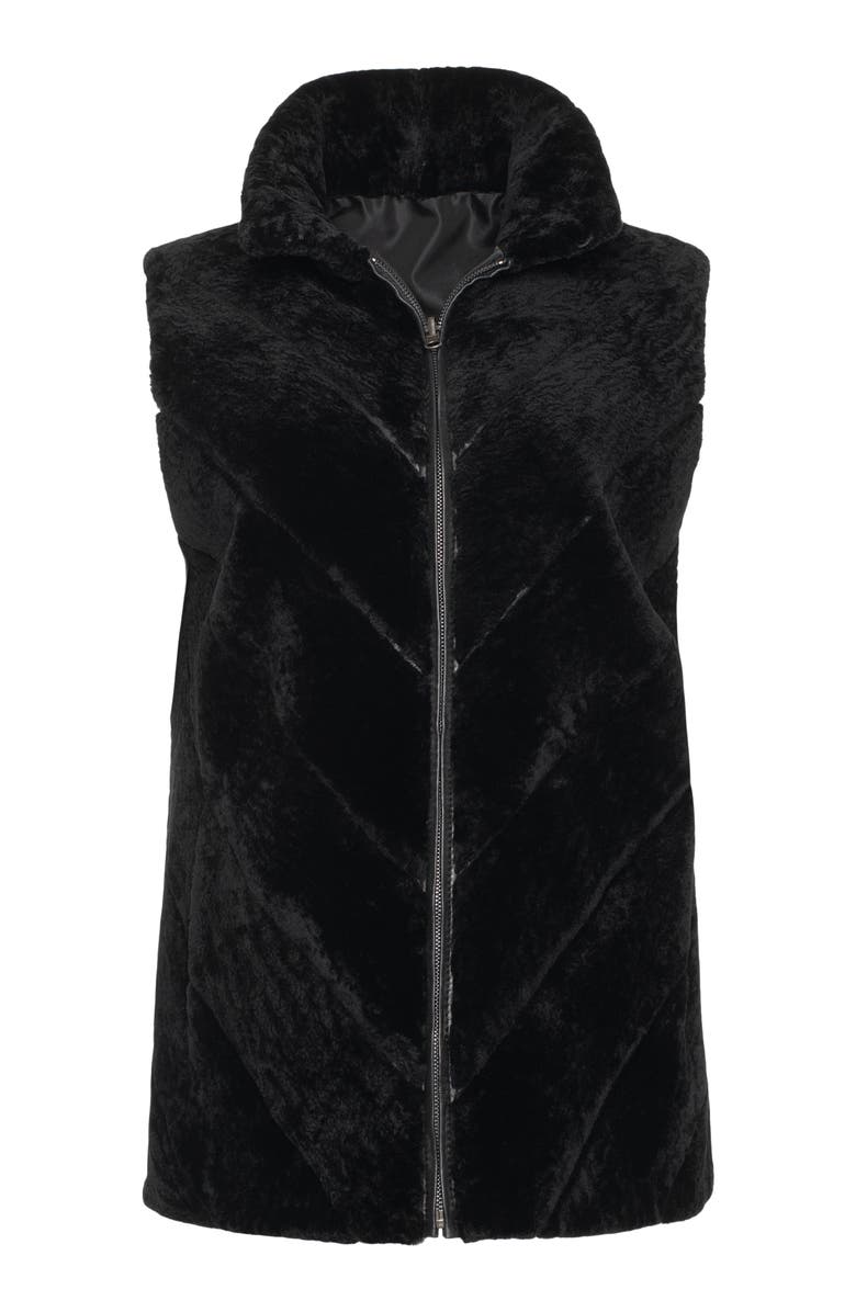 GORSKI Reversible Chevron Genuine Shearling Vest, Alternate, color, Black/Black