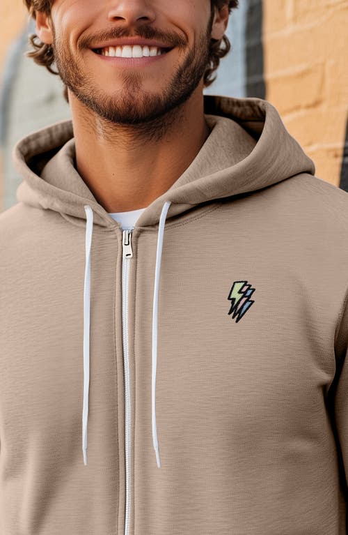 Dalix Lightning Bolt Zip Hoodie In Tan