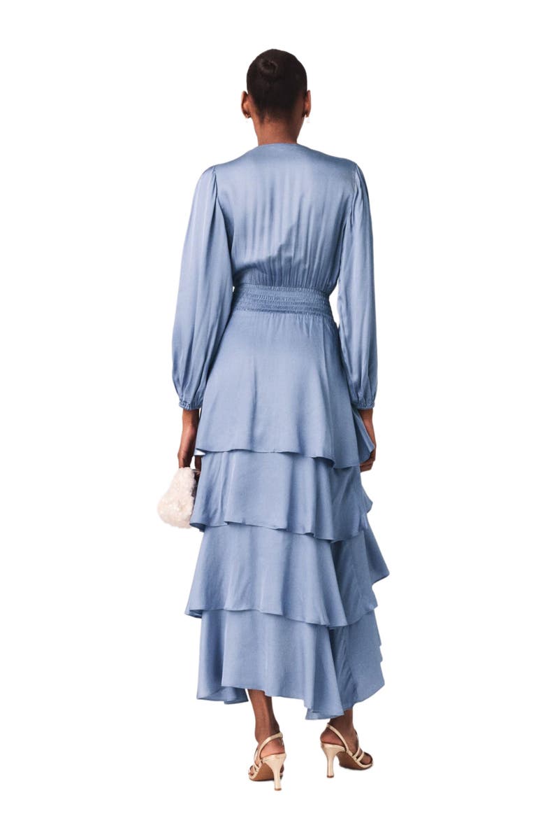 maje Ruffled maxi dress, Alternate, color, Blue / Grey