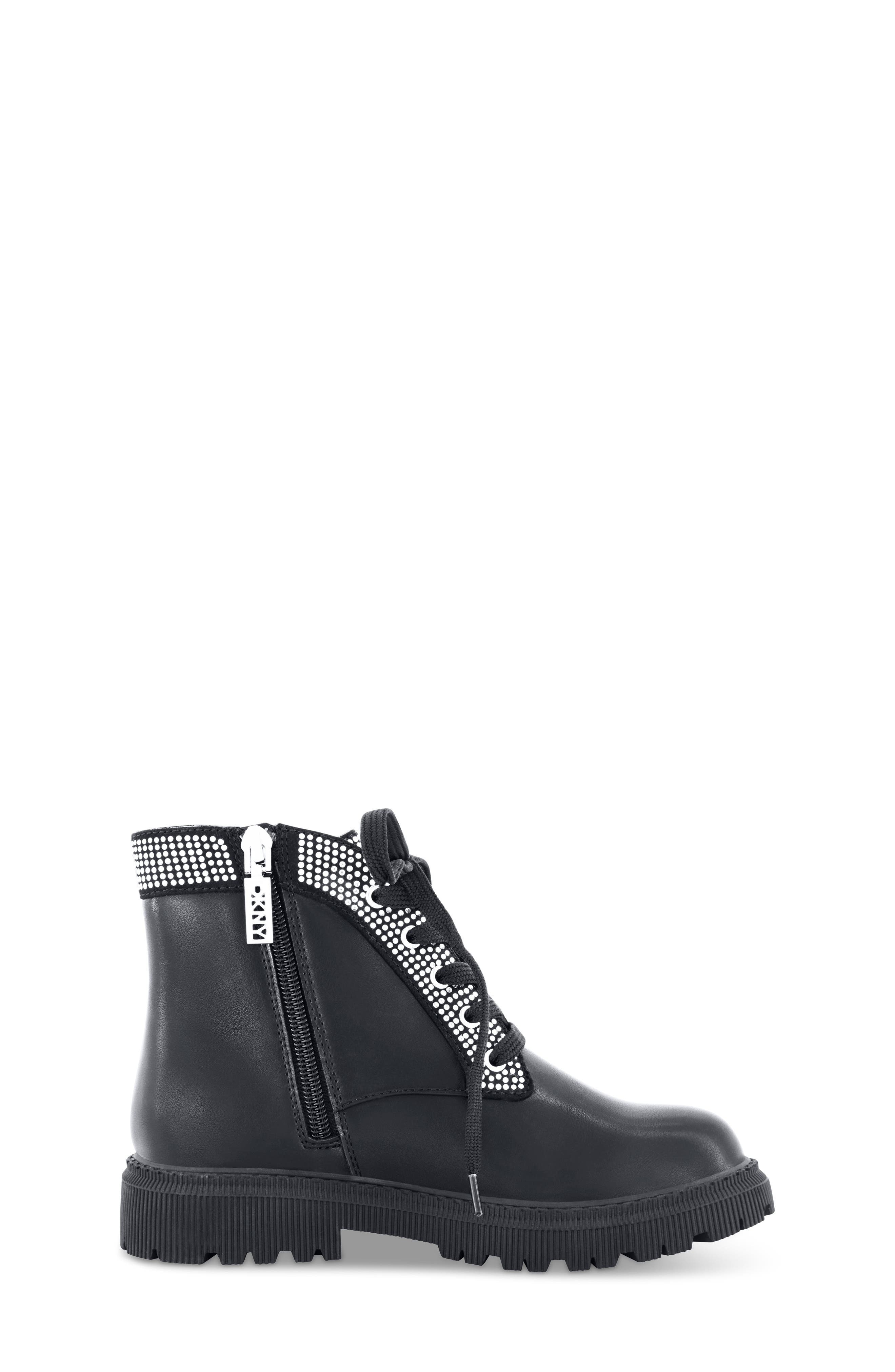 DKNY Ava Arlyn Embellished Water Resistant Combat Boot, Alternate, color, Black