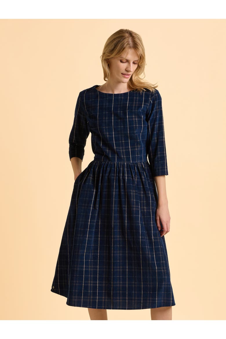 Lilliput 3/4 Sleeve Boat Neck Midi Dress, Alternate, color, Blue