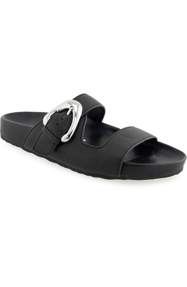 Aerosoles Lemon Flatform Slide Sandal, Main, color, Black Pebbled Leather