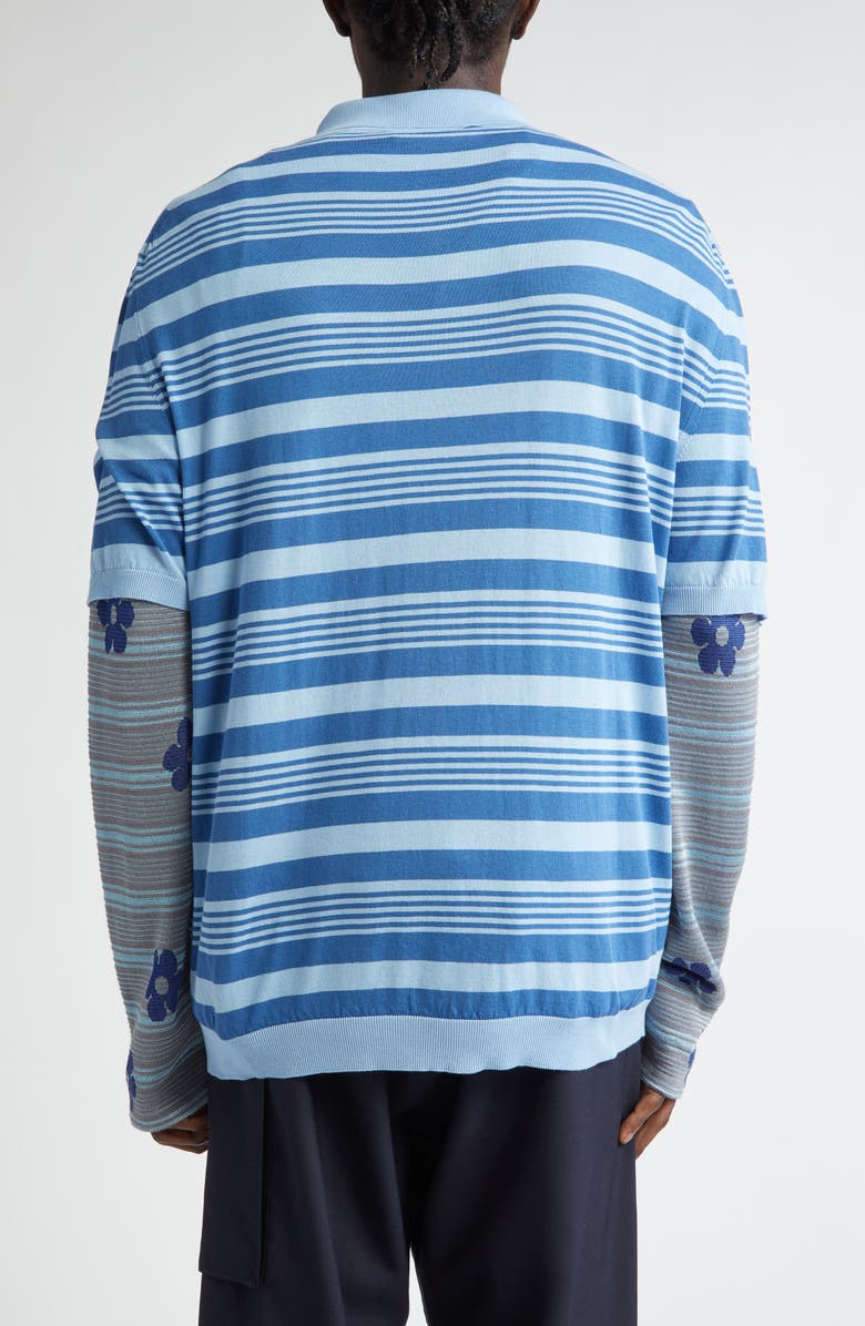 Marni Stripe Relaxed Fit Cotton Polo Sweater, Alternate, color, 