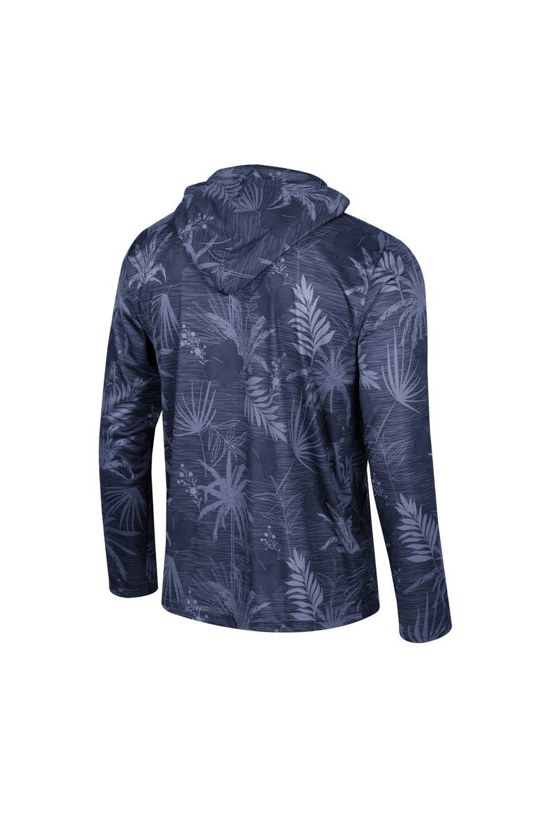Men's Colosseum Navy Auburn Tigers Palms Printed Lightweight Quarter-Zip Hooded Top, Alternate, color, Navy