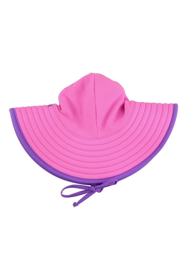 Girls UPF50+ Sun Protected Swim Hat, Alternate, color, Neon Purple & Pink