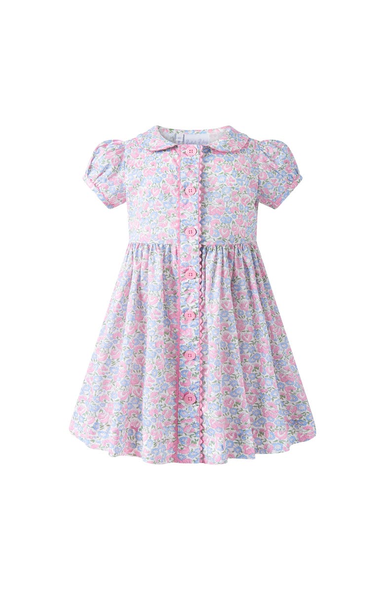 Rachel Riley Pastel Floral Button-Front Dress, Main, color, 