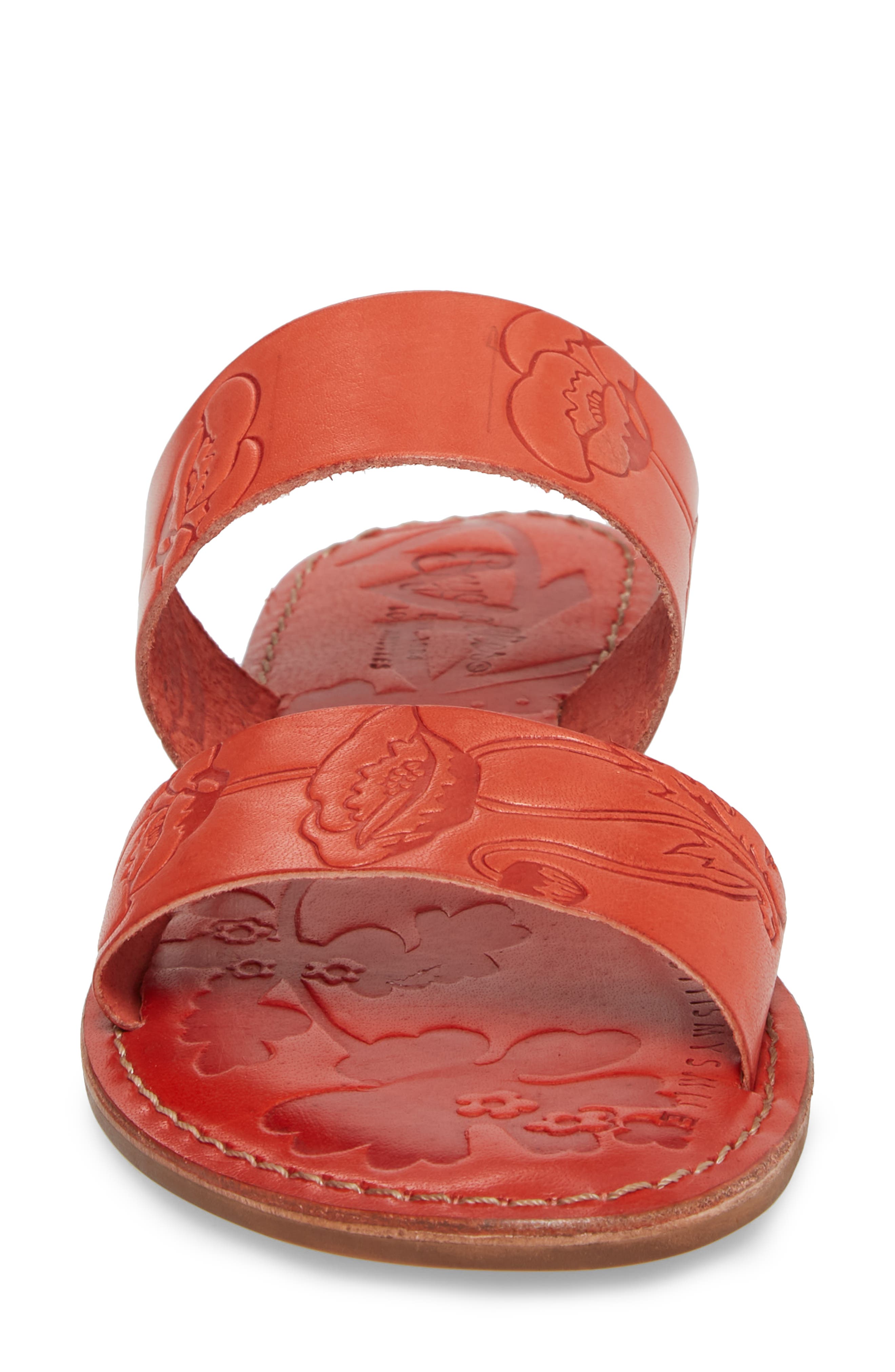 Sheroes Slide Sandal, Alternate, color, RED LEATHER