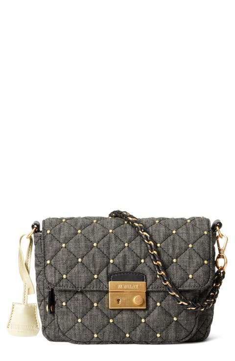 Small Crosby Lock Quilted Denim Crossbody Bag