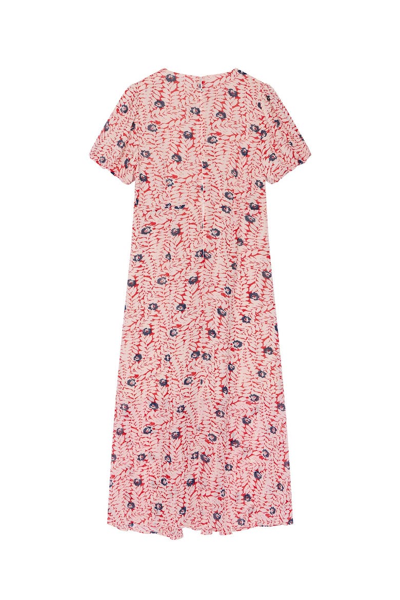 Printed Puff Sleeve Maxi Dress, Alternate, color, Red