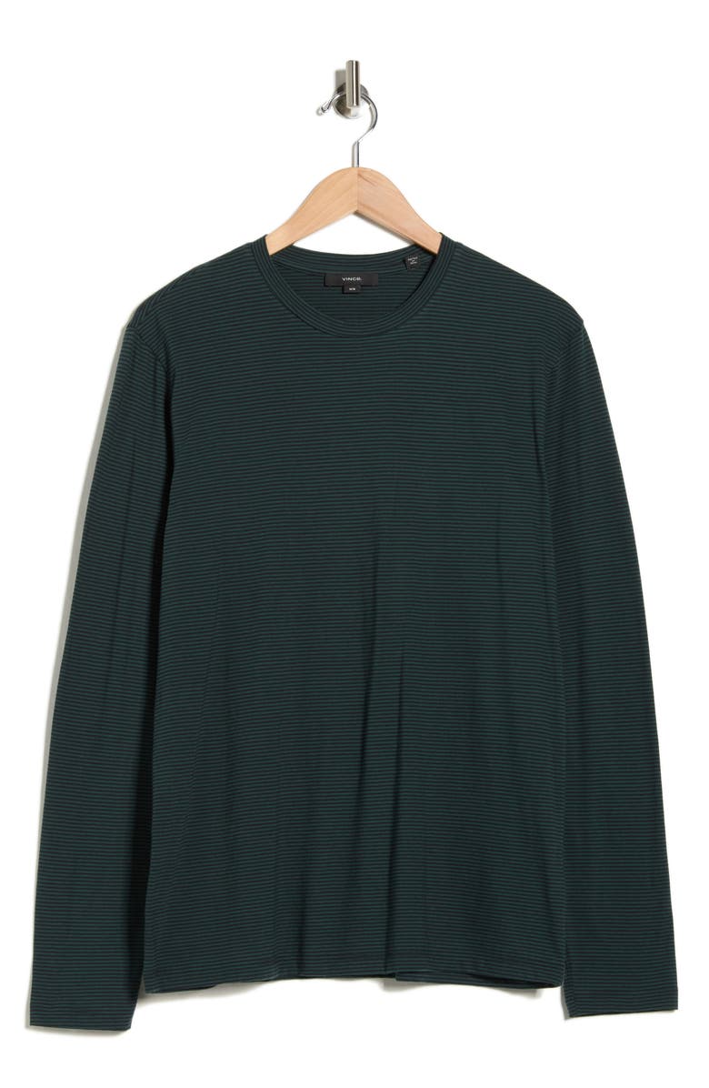 Vince Stripe Crewneck Long Sleeve Knit T-Shirt, Alternate, color, Emerald/ Coastal