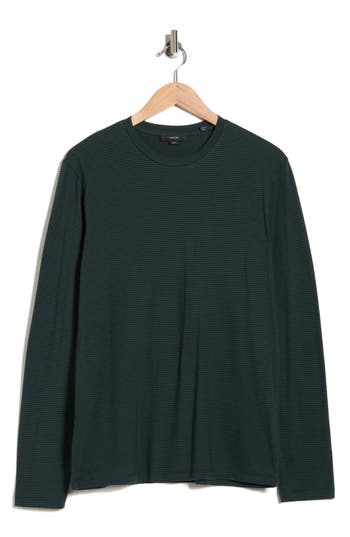 Vince Stripe Crewneck Long Sleeve Knit T-shirt In Green