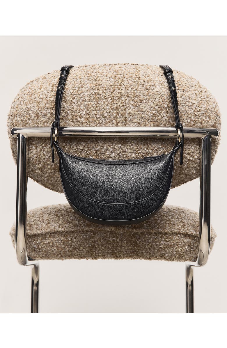 MANGO Oval Faux Leather Shoulder Bag, Alternate, color, Black