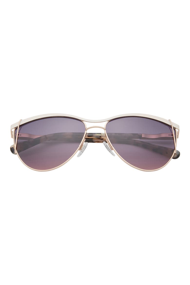 59mm Full Rim Aviator Sunglasses, Main, color, ROSE GOLD