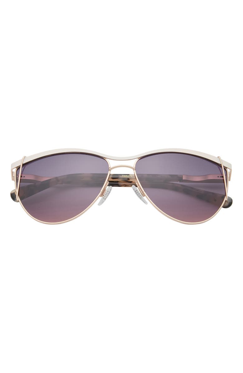 Ted Baker London 59mm Full Rim Aviator Sunglasses, Main, color, Rose Gold