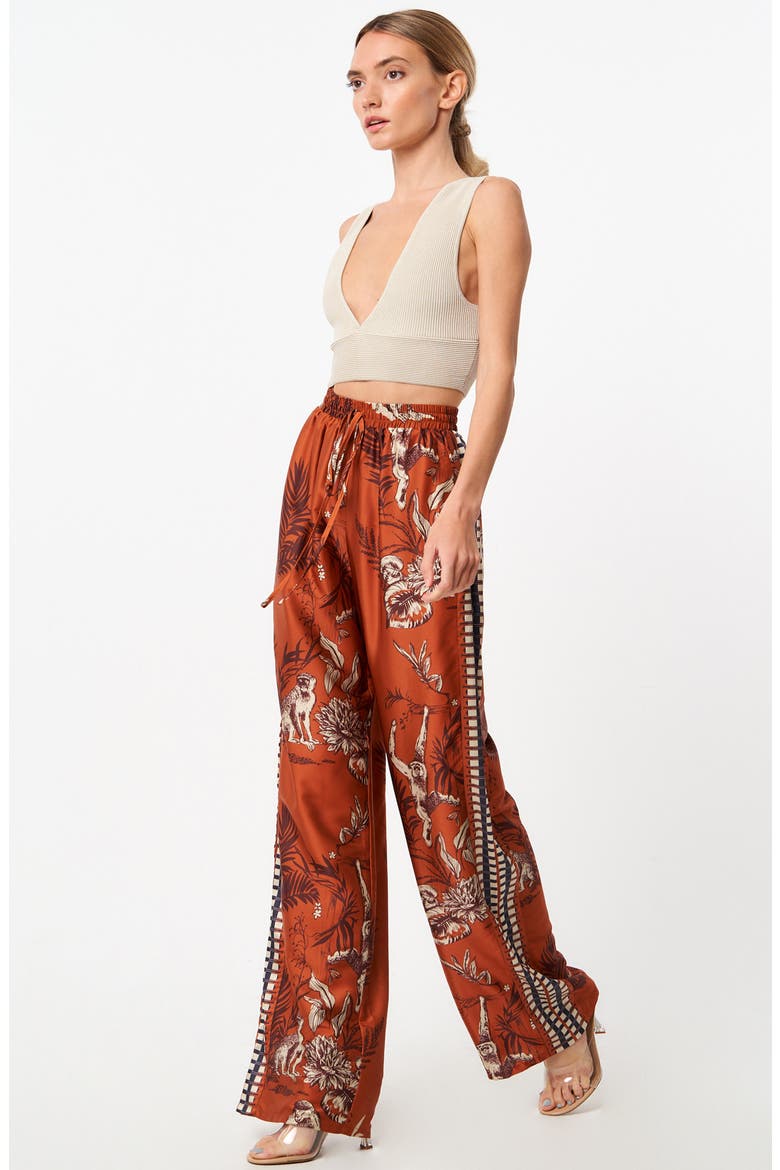 Katia Satin Wide Leg Pants, Alternate, color, AMBER