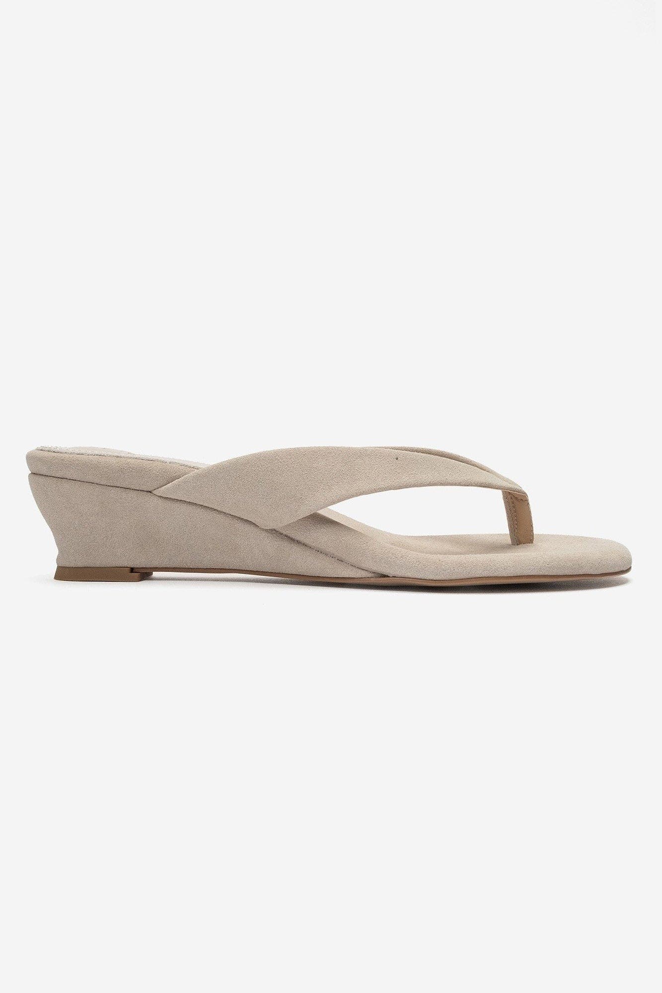 Vanessia Thong Wedge Sandal, Alternate, color, Beige Suede