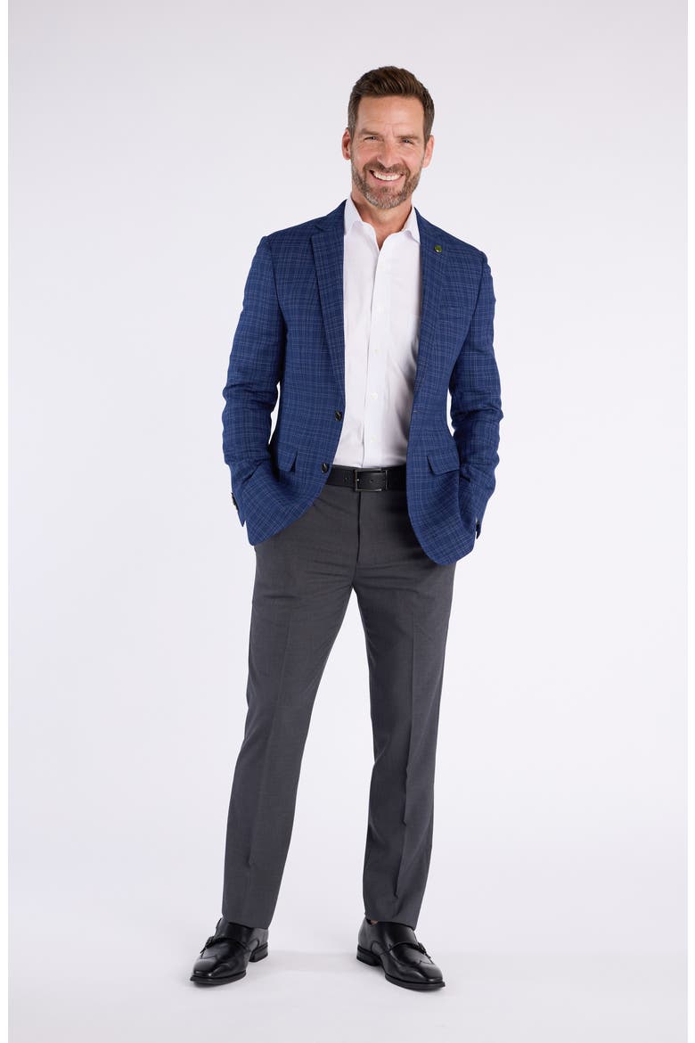 Plaid Wool Blend Sport Coat, Alternate, color, NAVY