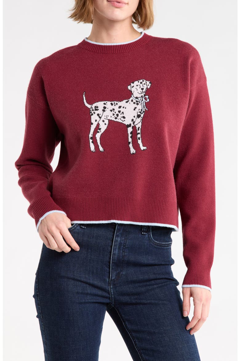 Dalmatian Cropped Sweater, Main, color, DARK CHERRY