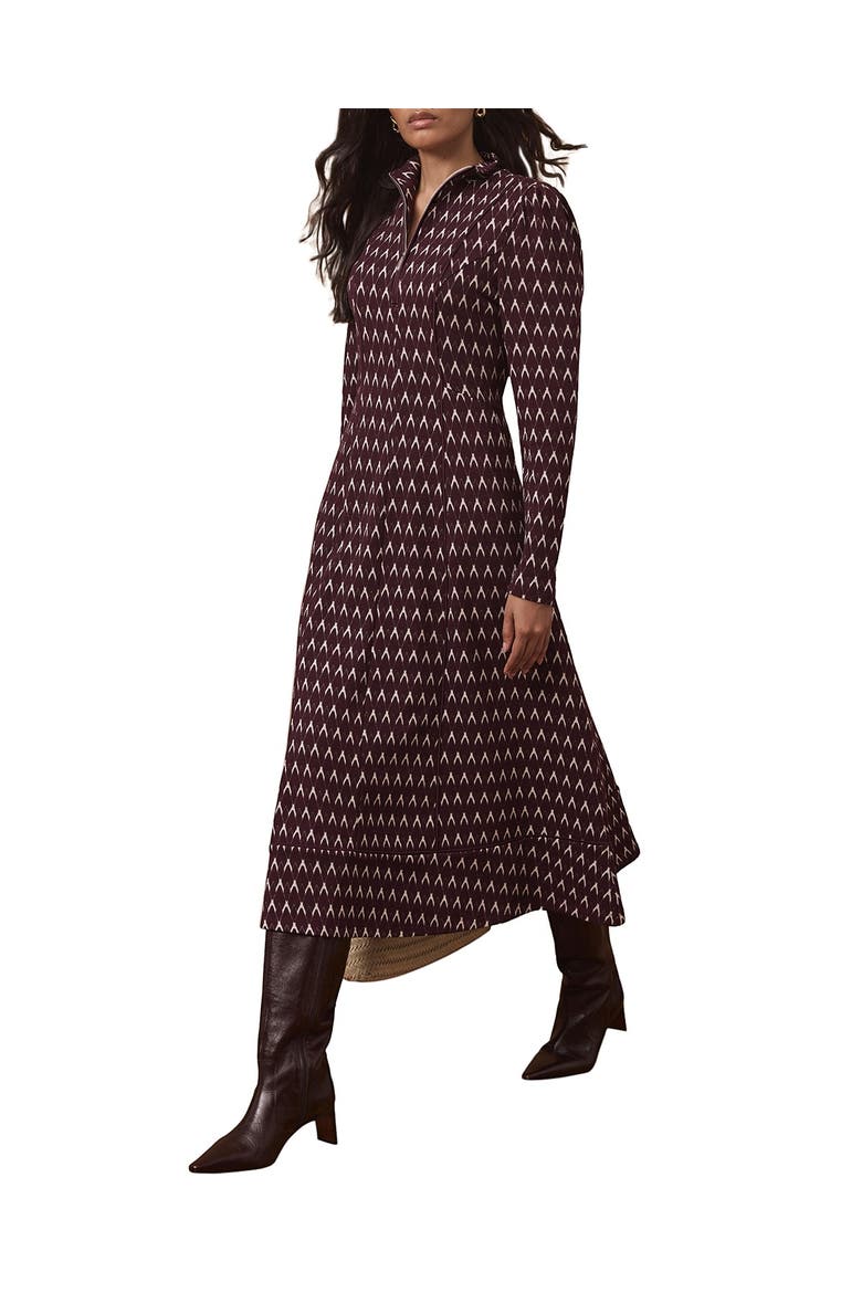 Patterened Jacquard Midi Dress, Alternate, color, Burgundy