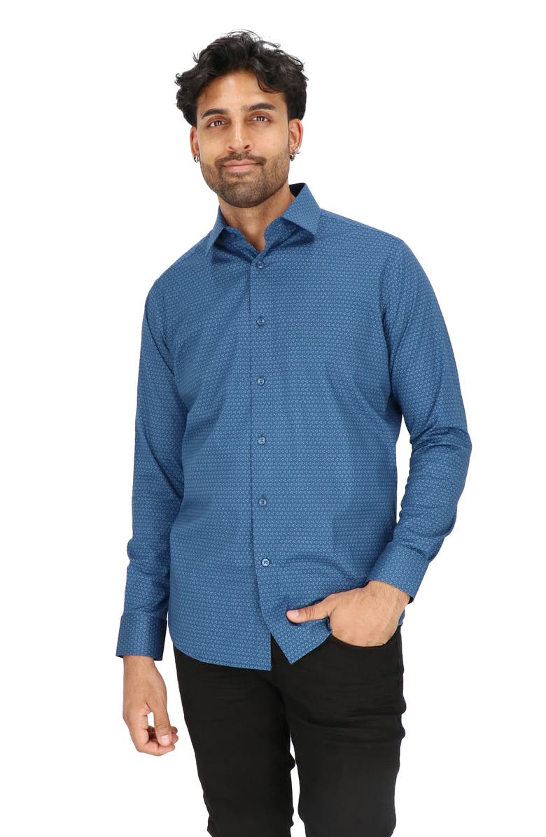 Scotch & Soda Dot Print Modern Fit Dress Shirt, Alternate, color, Blue