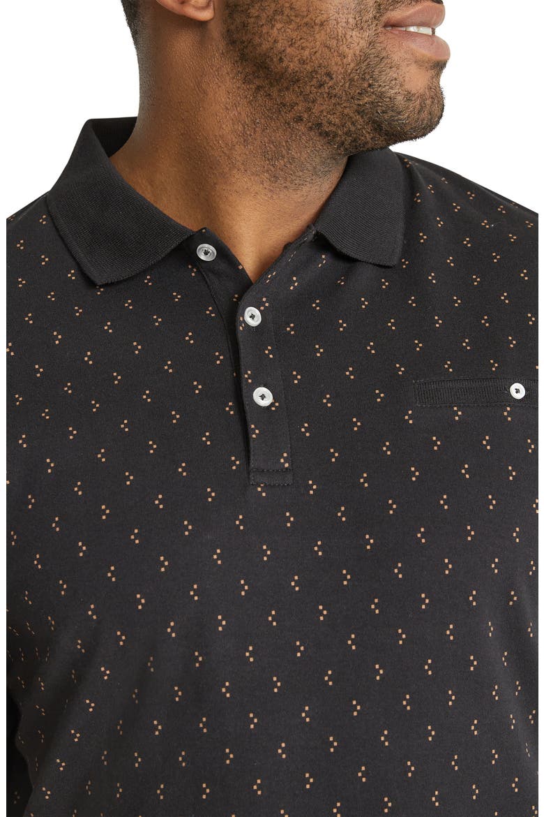 Callan Geometric Print Pocket Polo , Alternate, color, BLACK