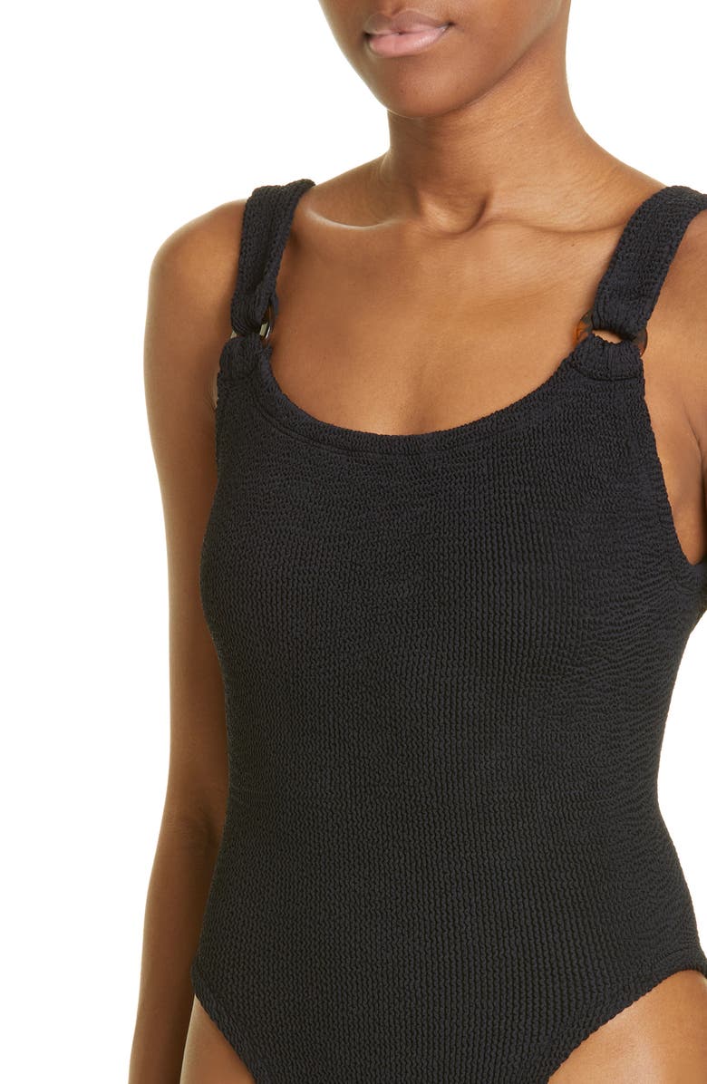 Hunza G Domino One-Piece Swimsuit, Alternate, color, Black