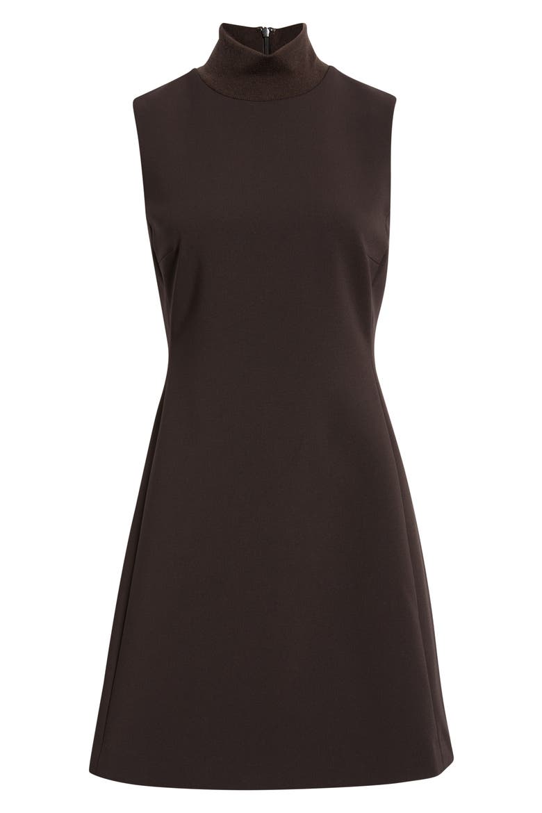 Mock Neck A-Line Dress, Alternate, color, CACAO - DAJ