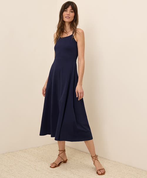 Pact Organic Cotton Fit & Flare Midi Dress In Eclipse
