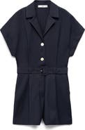 MANGO Notched Collar Short Sleeve Belted Romper