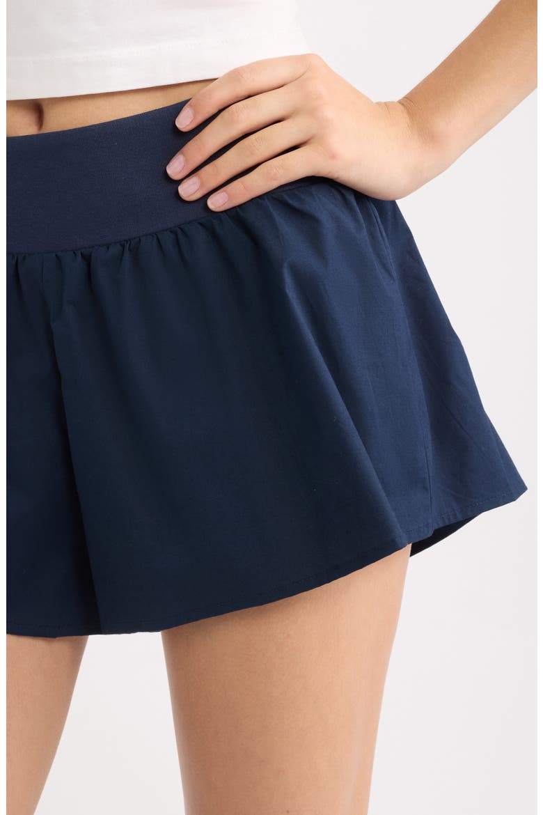 Woven Stretch Cotton Flutter Shorts, Alternate, color, NAVY
