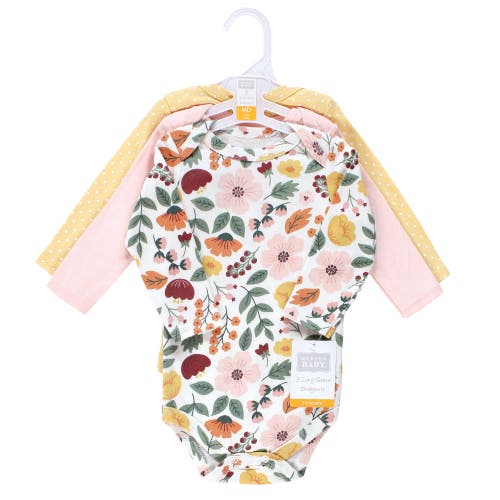 Hudson Baby Essential All-cotton Long-sleeve Bodysuit Triple Pack In Multi