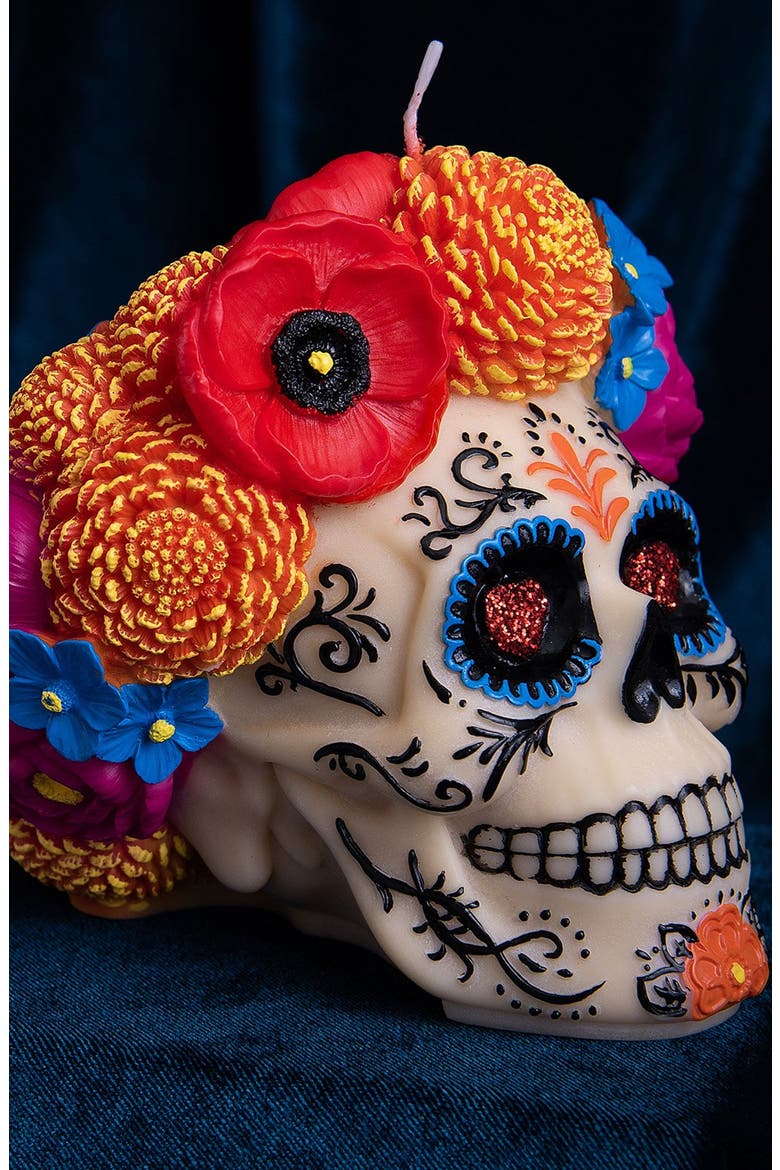 Dia De Los Muertos Scented Candle, Alternate, color, Off-white / Floral