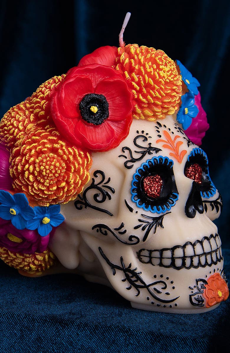 Southlake gifts Dia De Los Muertos Scented Candle, Alternate, color, Off-White / Floral