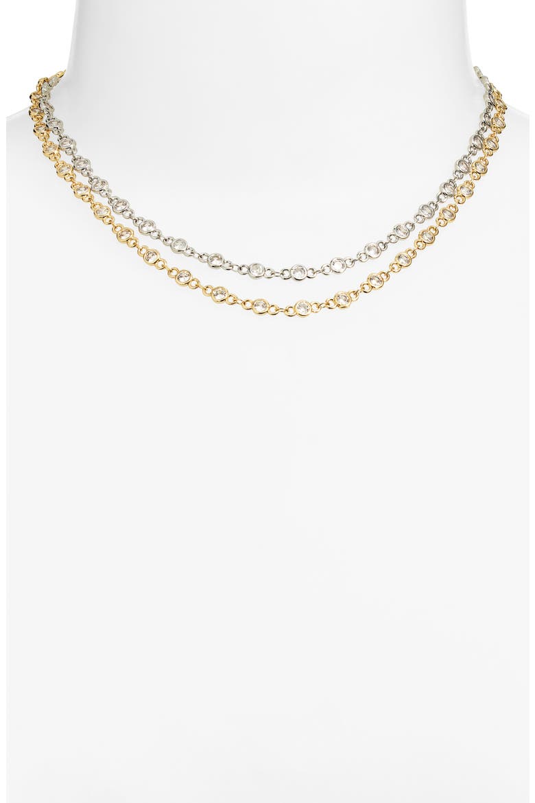 Duotone Layered Choker Necklace, Main, color, GOLD/ SILVER