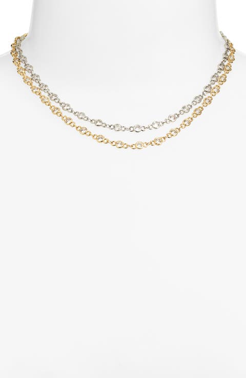 Duotone Layered Choker Necklace