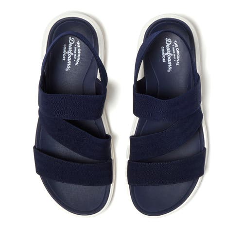 Shop Dearfoams Emilia Elastic Gore Strappy Sandal In Navy