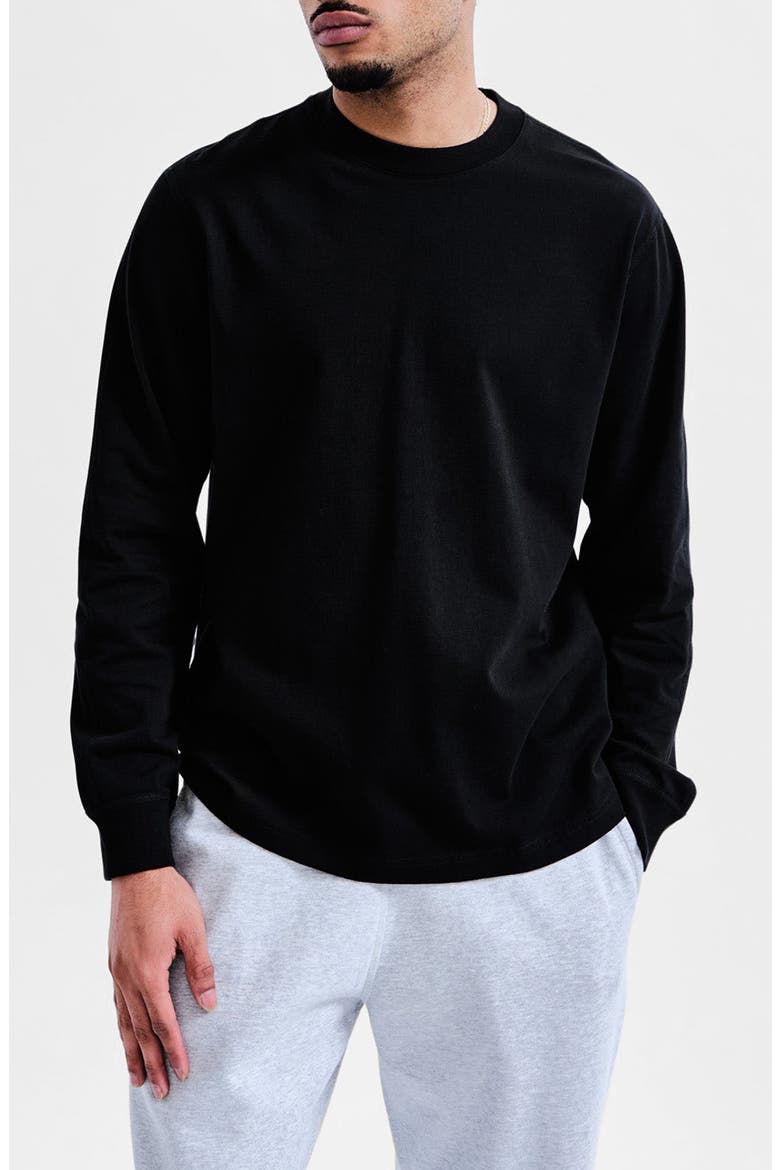 Midweight Jersey Standard Long Sleeve T-Shirt, Main, color, BLACK