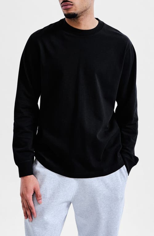 Reigning Champ Classic Fit Long Sleeve Midweight Cotton T-Shirt in Black 