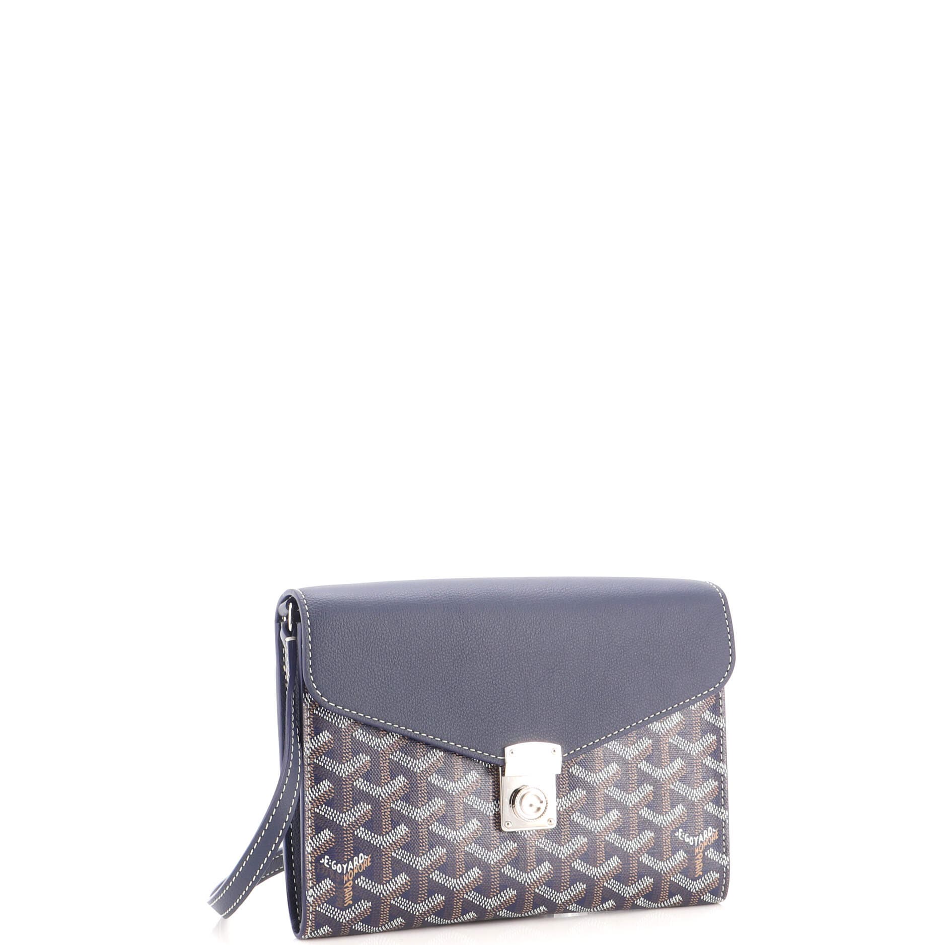 Chypre Wallet on Strap Coated Canvas with Leather, Alternate, color, Blue