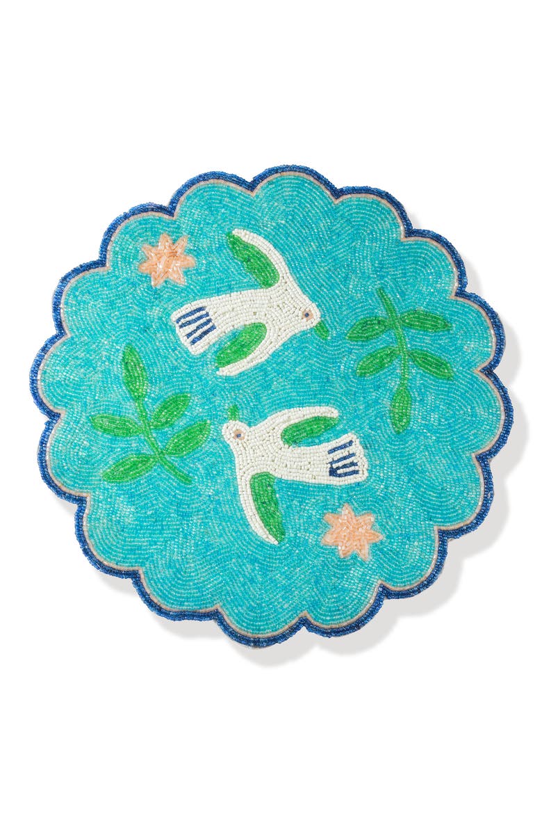 The Aqua Serenity Beaded Placemat, Main, color, BLUE TURQUOISE