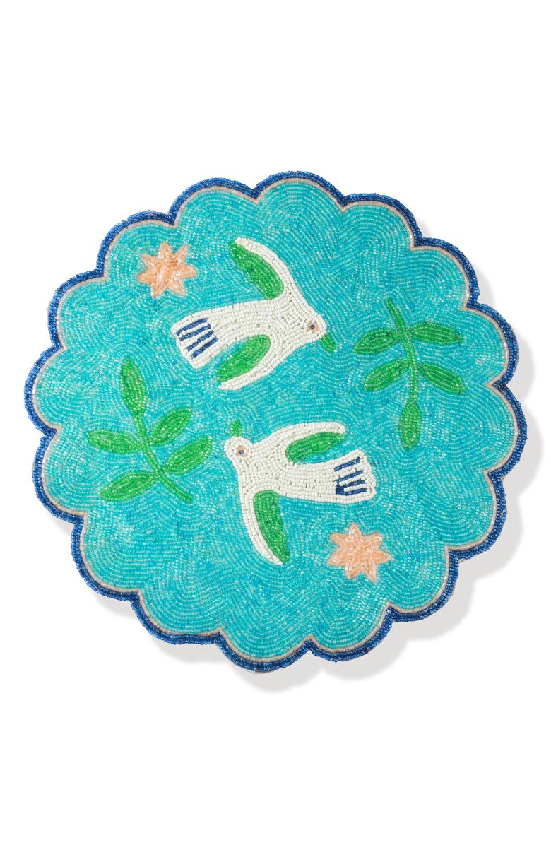 Tiramisu The Aqua Serenity Beaded Placemat, Main, color, Blue Turquoise