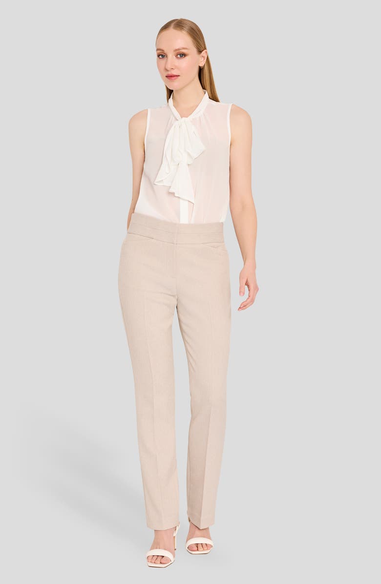 Tahari ASL Ruffle Tie Sleeveless Top, Alternate, color, Ivory