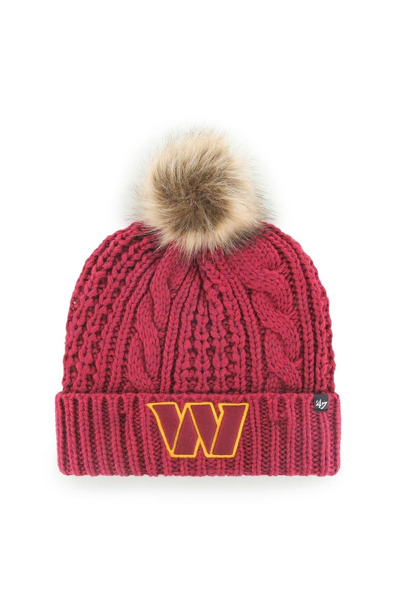 '47 Women's '47 Burgundy Washington Commanders Logo Meeko Cuffed Knit Hat with Pom, Main, color, Burgundy