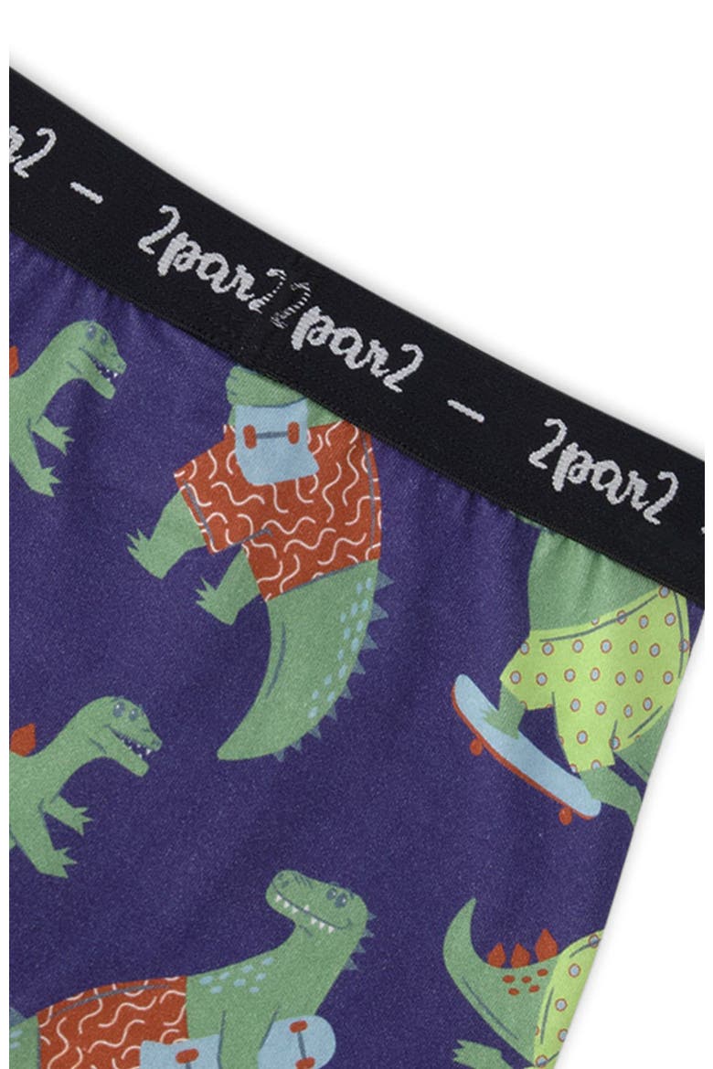 Organic Cotton Dino Elastic Waist Boxer, Alternate, color, Blue Dino Print