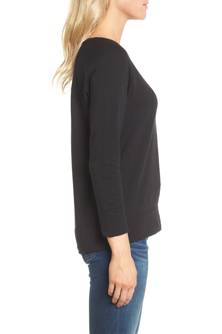 'Vintage' Cotton Raglan Pullover, Alternate, color, BLACK