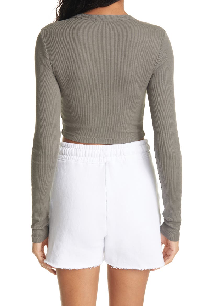 Verona Ribbed Long Sleeve Crop Top, Alternate, color, TAUPE