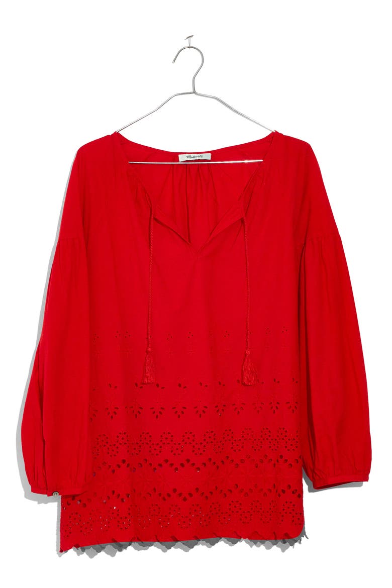Eyelet Lattice Top, Alternate, color, BRIGHT POPPY