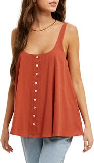 WISHLIST Button Front Cotton Gauze Tank